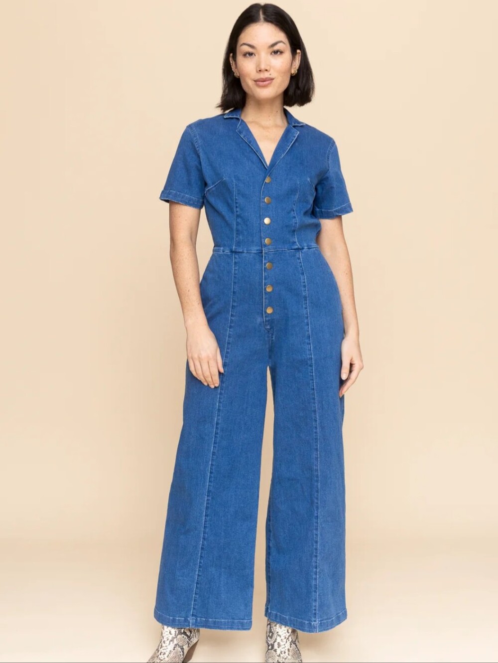 Wide-Leg Denim Jumpsuit - From Mixed by Nasrin